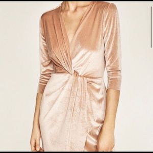 Zara Pink Velvet Wrap Dress!